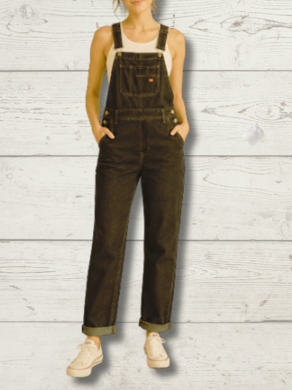 Dickies Dark Wash Denim Overalls – Women’s XS